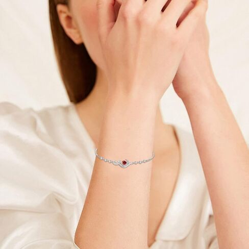 Distance Bracelet for Women S925 Sterling Silver Birthstone Charm Bracelets Mother's Day Gifts for Mom Daughter Girls Wife Birthday Valentine’s Day Anniversary Jewelry Gifts for Women Her in Kuwait