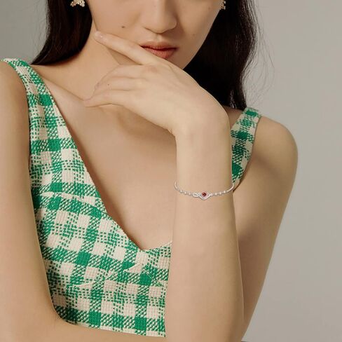 Distance Bracelet for Women S925 Sterling Silver Birthstone Charm Bracelets Mother's Day Gifts for Mom Daughter Girls Wife Birthday Valentine’s Day Anniversary Jewelry Gifts for Women Her in Kuwait