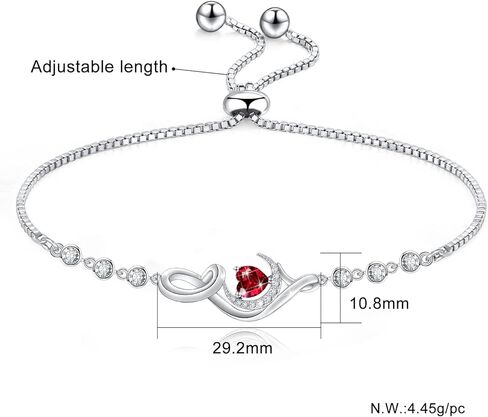 Distance Bracelet for Women S925 Sterling Silver Birthstone Charm Bracelets Mother's Day Gifts for Mom Daughter Girls Wife Birthday Valentine’s Day Anniversary Jewelry Gifts for Women Her in Kuwait