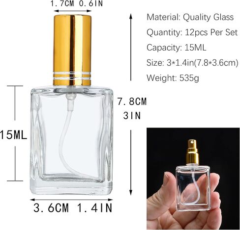 YU FENG 12pcs Glass Bottle Perfume Atomizer Refillable Spray Empty Perfume Bottles Fine Mist Atomizer Cosmetic Container for Travel,10ml in Kuwait
