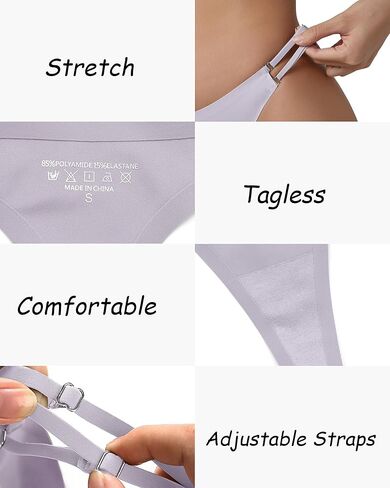 SHARICCA حزام خصر قابل للتعديل G-String Thongs سلس سراويل داخلية منخفضة الخصر للنساء حزمة متعددة in Kuwait