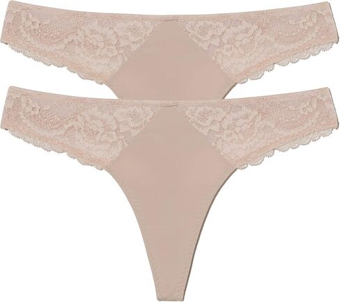 Skarlett Blue Women's Minx No-Show مريح دانتيل ثونغ 2 حزمة in Kuwait