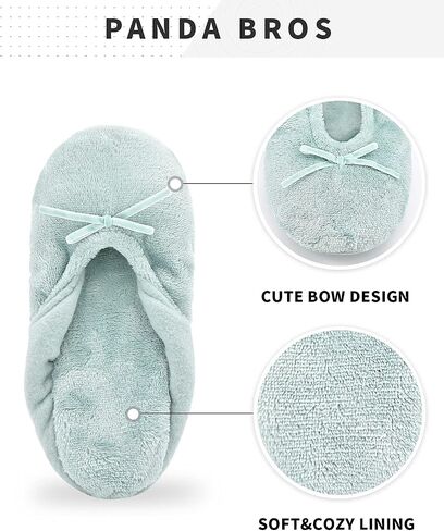 Panda Bros 2 Pairs Women's Ballerina House Slippers, Anti-Skid Comfy Warm Ballet Style Slippers in Kuwait
