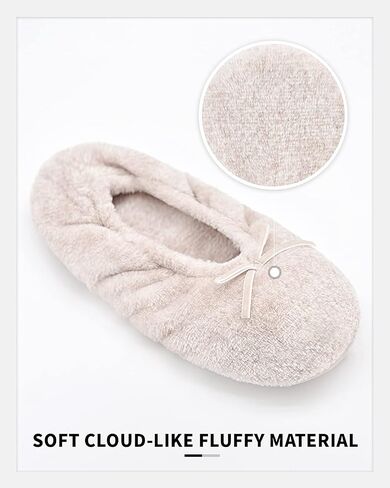 Panda Bros 2 Pairs Women's Ballerina House Slippers, Anti-Skid Comfy Warm Ballet Style Slippers in Kuwait
