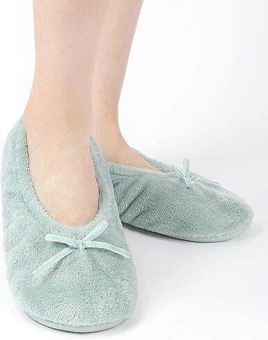 Panda Bros 2 Pairs Women's Ballerina House Slippers, Anti-Skid Comfy Warm Ballet Style Slippers in Kuwait