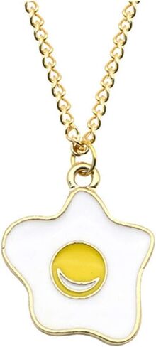 Yihan مجوهرات ثلاثية الأبعاد لطيف البيض المقلي قلادة 18K مطلية بالذهب بيض مسلوق المعلقات سحر جميل عجة قلادة قلادة in Kuwait