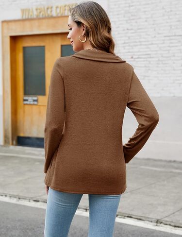Romanstii Quarter Zip Sweatshirt for Women Fall Long Sleeve Cowl Neck Top 2024 Fashion Pullover with Pockets in Kuwait