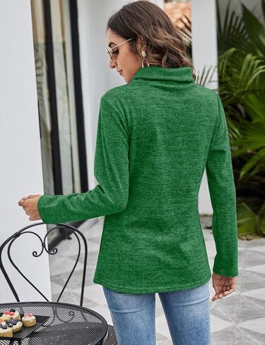 Romanstii Quarter Zip Sweatshirt for Women Fall Long Sleeve Cowl Neck Top 2024 Fashion Pullover with Pockets in Kuwait