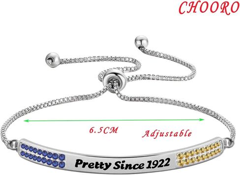 CHOORO Pretty Since 1922 Zircon Bracelet Greek Sorority Gift for Soror Sister in Saudi Arabia