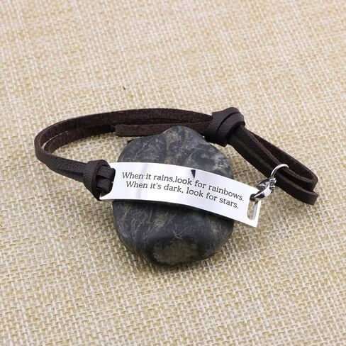 Yiyang Motivational Gift Inspirational Leather Bracelet Adjustable Bangle Jewelry Stainless Steel in Kuwait