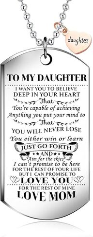 إلى ابنتي من أمي، أريدك أن تصدق علامة Love Mom Dog Tag العسكرية للقوات الجوية البحرية وخفر السواحل قلادة سلسلة كروية هدية لأفضل ابنة عيد ميلاد وتخرج in Kuwait