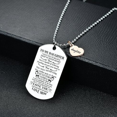 إلى ابنتي من أمي، أريدك أن تصدق علامة Love Mom Dog Tag العسكرية للقوات الجوية البحرية وخفر السواحل قلادة سلسلة كروية هدية لأفضل ابنة عيد ميلاد وتخرج in Kuwait