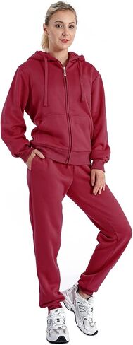 LeeHanTon إمرأة بذلة رياضية 2 قطعة رياضية الصوف شيربا اصطف هوديي Sweatpants ملابس دافئة ملايس الركض مجموعات in Saudi Arabia