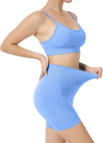 Women Seamless Yoga Set 2 Piece Workout Sport Bra with High Waist Shorts Legging Outfit Tracksuit.JNINTH in Saudi Arabia