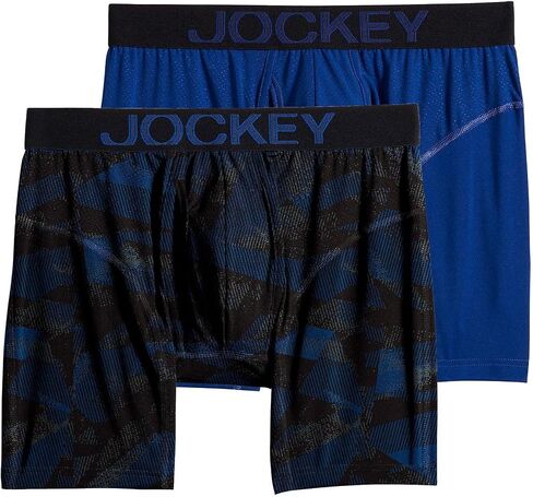 Jockey Athletic Rapidcool Boxer Brief 2-Pack Fusion/Prussian Blue LG (Waist 36-38") in Saudi Arabia