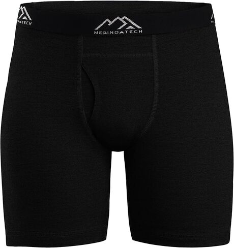 Merino.tech Merino Wool Underwear Mens - 100% Merino Boxer Wool Briefs (Medium, 170 Black Extra Long - Pack of 1) in Kuwait