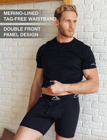 Merino.tech Merino Wool Underwear Mens - 100% Merino Boxer Wool Briefs (Medium, 170 Black Extra Long - Pack of 1) in Kuwait