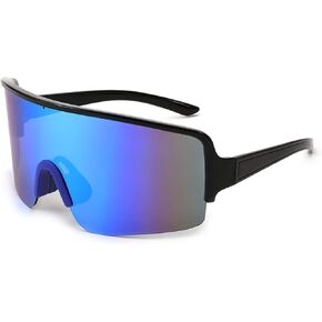 Karsaer Vision Neon Visor Shield Wrap Around Sunglasses for Men Women Oversized Reflective Shades 80s 90s
