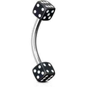 Pierced Owl 16GA 316L Stainless Steel Acrylic Dice Curved Eyebrow Barbell
