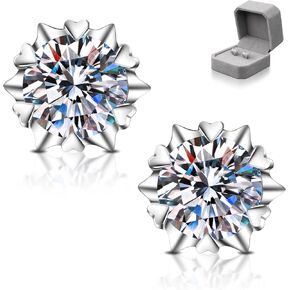 Moissanite Earrings, Stud Earrings for Women, 4 Ct D Color VVS Bright Lab Cut Heart Shape Diamond earrings studs Silver Earrings, for Anniversary Celebrations, Birthday Parties, Work Party Travel