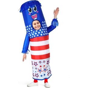 أزياء راقصة قابلة للنفخ من Libima USA للأطفال زي راقصة أنبوبية بعلم أمريكي مع منفاخ in Kuwait