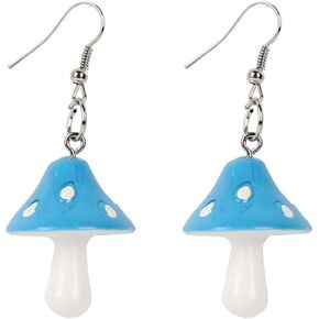 Cute Polka Dot Mushroom Drop Dangle Earrings Fun Simulation Mushroom Resin Earrings for Women Girls Food Jewelry