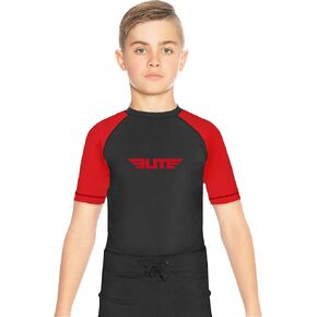 Elite Sports Kids' Jiu Jitsu BJJ Rash Guard, Short Half Sleeve Compression Shirt for Youth Boys Girls Sports Nogi Training