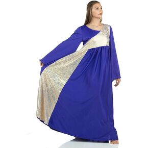 فستان الرقص النسائي اللامع غير المتماثل بأكمام جرس من Danzcue in Saudi Arabia