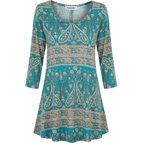 Tencole 3/4 Sleeve Shirts for Women Dressy Tunic Tops Casual Wear with Floral in Saudi Arabia