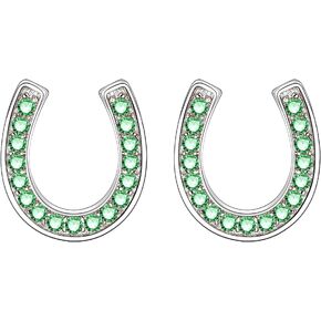 EVER FAITH 925 Sterling Silver Elegant Pave Cubic Zirconia Lucky Horseshoe Stud Earrings