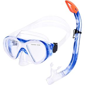 Kids Snorkel Set, Children Anti-Fog Diving Mask Swimming Goggles Semi-Dry Snorkel Equipment Snorkeling Packages Swimming Gear for Youth Boys Girls Age 5-10