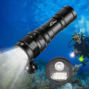 Willcrew DF60 6000 Lumen Dive Lights Professional Scuba Diving Underwater Flashlight، 150M IPX-8 مقاوم للماء غوص الشعلة مصباح يدوي غاطس مع شاحن in Kuwait