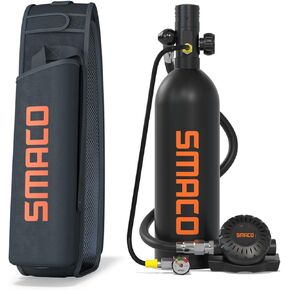 SMACO Mini Scuba Tank 1L Scuba Cylinder Provide 15-20 Minutes Underwater Breathing(No More Than 33 ft) Small Scuba Tank Kit for Shallow Water Diving/Underwater Work/As Spare Cylinder in Kuwait