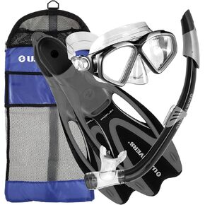 U.S. Divers Adult Cozumel Mask/Seabreeze II Snorkel/Proflex Fins/Gearbag