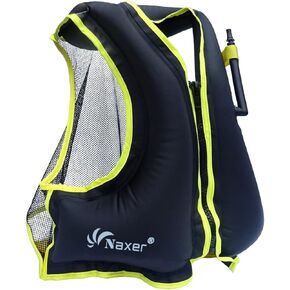 NAXER Inflatable Buoyancy Jackets Vests for Adults Kayak Kayaking Suit 90-200 lbs Easy Snorkeling Swimming Boating Paddleboarding Water Sports