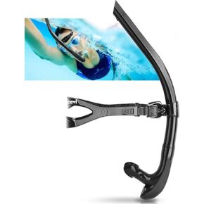Swim Snorkel for Lap Swimming,Adult Swimmers Snorkeling Gear for Swimming Snorkel Training in Pool and Open Water,Snorkle Center Mount Silicone Mouthpiece One-Way Purge Valve in Kuwait