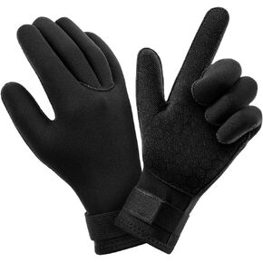 AUAUY Diving Gloves, 3mm Neoprene Five Finger Warm Wetsuit Gloves, Flexible Anti Slip Surfing Glove with Adjustable Wrist Strap for Scuba Diving Snorkeling Surfing Paddling Kayaking Swimming
