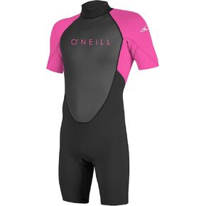 O'Neill Wetsuits Youth Reactor-2 2mm Back Zip Short Sleeve Spring Wetsuit, Black/Graphite, 6