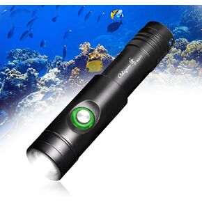 WD12 Dive Light - 980 Lumens Compact Scuba Diving Backup Light with 3 Modes, IP68 Waterproof Submersible Torch, Underwater Snorkeling Flashlight with Push Button (Black)