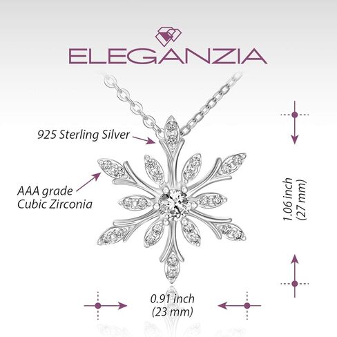 ELEGANZIA قلادة ندفة الثلج للنساء الفضة الاسترليني مجوهرات لامعة زركونيا مكعب للمراهقات أمي صديقة in Kuwait