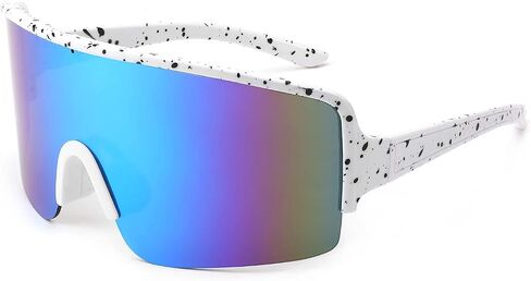 نظارات شمسية من Karsaer Vision Neon Visor Shield ملفوفة حول الرجال والنساء ظلال عاكسة كبيرة الحجم 80s 90s in Kuwait