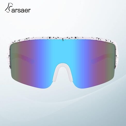 نظارات شمسية من Karsaer Vision Neon Visor Shield ملفوفة حول الرجال والنساء ظلال عاكسة كبيرة الحجم 80s 90s in Kuwait