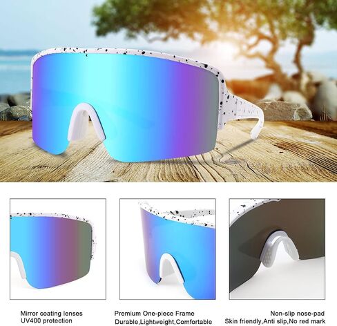 نظارات شمسية من Karsaer Vision Neon Visor Shield ملفوفة حول الرجال والنساء ظلال عاكسة كبيرة الحجم 80s 90s in Kuwait
