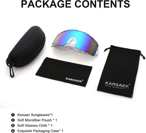 نظارات شمسية من Karsaer Vision Neon Visor Shield ملفوفة حول الرجال والنساء ظلال عاكسة كبيرة الحجم 80s 90s in Kuwait
