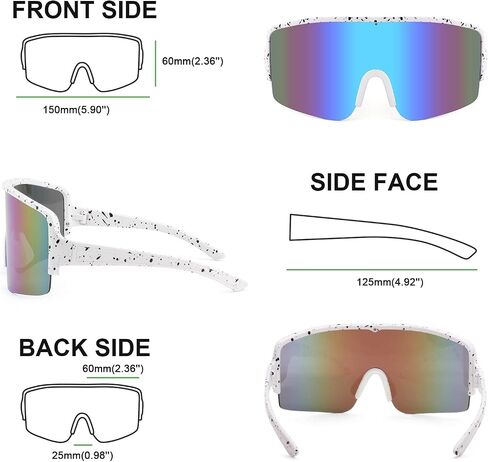 نظارات شمسية من Karsaer Vision Neon Visor Shield ملفوفة حول الرجال والنساء ظلال عاكسة كبيرة الحجم 80s 90s in Kuwait