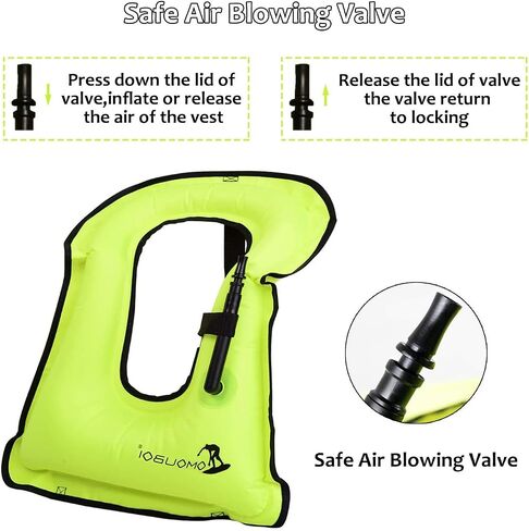 OMOUBOI Inflatable Snorkel Vest Kayak Swim Vest for Adults Snorkel Vests Inflatable Buoyancy Jacket Portable Diving Jackets Swimming Vests for Snorkeling Water Sports Beginner Adults-Only (96-220 lbs) in Kuwait