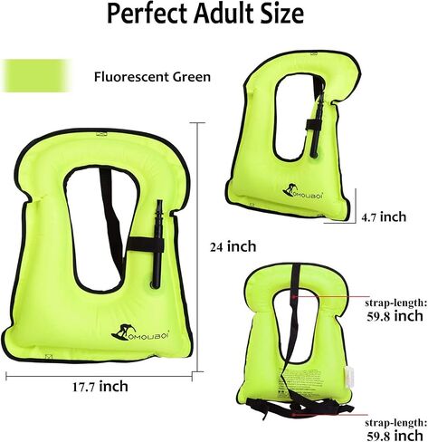 OMOUBOI Inflatable Snorkel Vest Kayak Swim Vest for Adults Snorkel Vests Inflatable Buoyancy Jacket Portable Diving Jackets Swimming Vests for Snorkeling Water Sports Beginner Adults-Only (96-220 lbs) in Kuwait