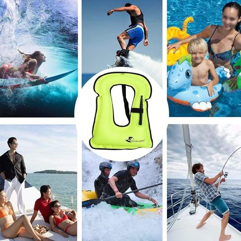 OMOUBOI Inflatable Snorkel Vest Kayak Swim Vest for Adults Snorkel Vests Inflatable Buoyancy Jacket Portable Diving Jackets Swimming Vests for Snorkeling Water Sports Beginner Adults-Only (96-220 lbs) in Kuwait