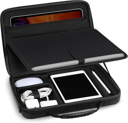 حقيبة كتف للكمبيوتر المحمول ذات هيكل صلب مقاس 13 بوصة من سيثون، حقيبة حمل كمبيوتر لوحي مقاومة للصدمات، حقيبة تخزين إلكترونيات لجهاز MacBook Pro مقاس 14 بوصة (M3/M2/M1 Pro/Max) 2023 2021، 13 بوصة MacBook Air/Pro، 12.9 بوصة iPad Pro، أسود in Kuwait