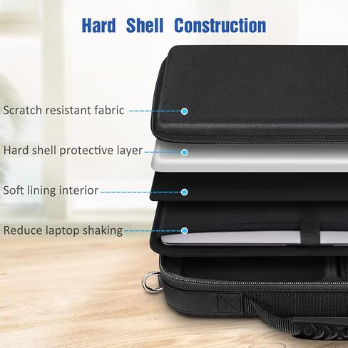 حقيبة كتف للكمبيوتر المحمول ذات هيكل صلب مقاس 13 بوصة من سيثون، حقيبة حمل كمبيوتر لوحي مقاومة للصدمات، حقيبة تخزين إلكترونيات لجهاز MacBook Pro مقاس 14 بوصة (M3/M2/M1 Pro/Max) 2023 2021، 13 بوصة MacBook Air/Pro، 12.9 بوصة iPad Pro، أسود in Kuwait